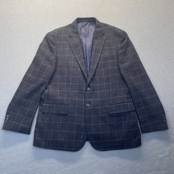 Jos A Bank Coat Men's 44R Wool Houdnstooth Plaid Two Button - Picture 11 of 11